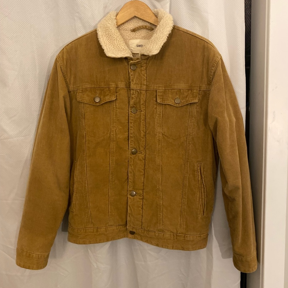Swell Men's Brown Corduroy Jacket with Sherpa Collar